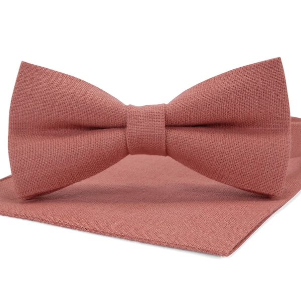 Dark dusty rose , bow tie, noeuds papillone, linen necktie, groomsmen necktie, dusty rose necktie,rosewood color bow tie ,kinder fliegen