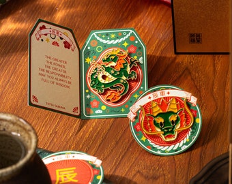 Tatsu Guruma Bundle - Dragon & Dragon Head Lucky Charm Enamel Pin