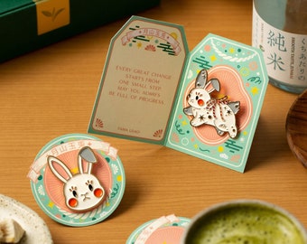 Tama Usagi Bundle - Rabbit & Rabbit Head Lucky Charm Enamel Pin