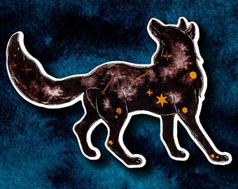 Sirius: The Lone Wolf Constellation Matte Gold Foil Waterproof Vinyl Sticker