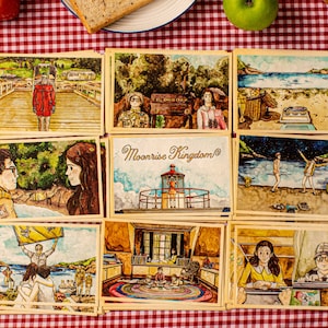 Conjunto de cartões postais Moonrise Kingdom (1 conjunto = 9 cartões postais) - Filme de Wes Anderson