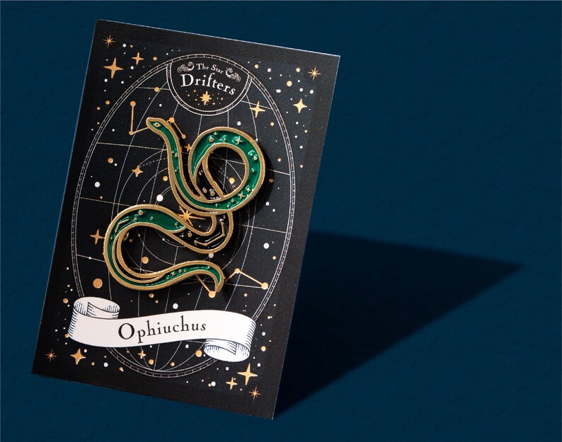 Ophiuchus: The Coiled Serpent, Snake Constellation Enamel Pin image 1