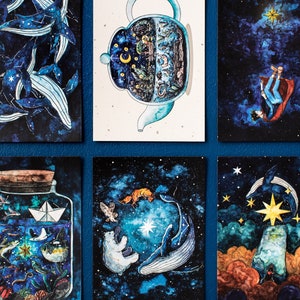 De helderste ster ansichtkaart Set (6 ansichtkaarten), Constellatie Aquarel Ansichtkaart
