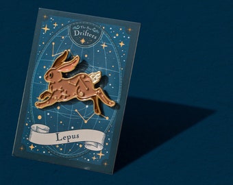 Lepus: The Swift Hare, Brown Rabbit Constellation Enamel Pin