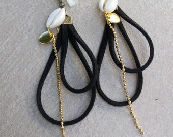 Cheyenne, suede and shell earrings