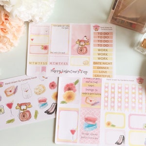 Vertikal / Horizontal Aufkleber Kit • Liebesbrief • Shakespeare-Zitat • Katze • Aquarell • Blumen • Parfüm • Makrone