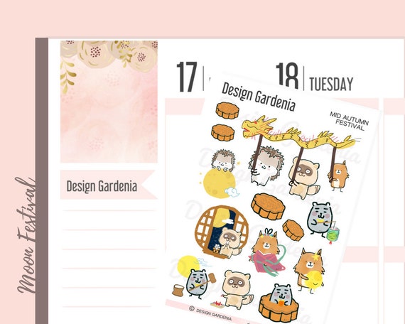 Mid Autumn Festival Stickers Moon Festival Chinese Etsy