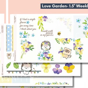 Kit semanal floral violeta pegatina regalo de acuarela para amante de la granja de flores Bullet Journalling Girly Herb Garden Bujo pegatina Erin Condren
