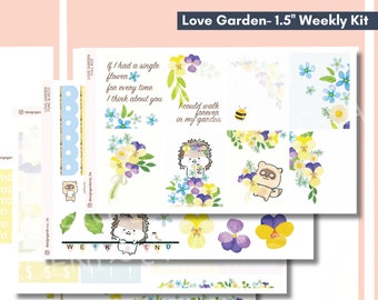 Violet Floral Weekly Kit Sticker Watercolour Gift for Flower Farm Lover Bullet Journalling Girly Herb Garden Bujo Sticker Erin Condren