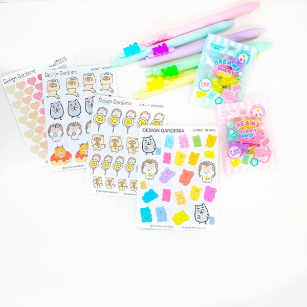 Sweet Candy Bear Papelería Grab Bag Kid Gift Gummy Pen Planner Sticker Care Pack Regalo de cumpleaños Bullet Journal Bujo Plan Diary Friend