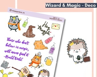 Wizard Planner Sticker Magic Sorting Hat Owl Potion Butter beer Cat Rat Muggle Book Lover Movie Broomstick Journalling Bullet Journal