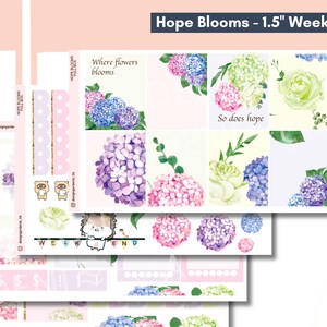 Sommer Hortensie Floral Weekly Kit Sticker Aquarell Geschenk für Kunstliebhaber Bullet Journalling Girly Kräutergarten Bujo Sticker Erin Condren