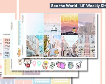 Travel Sunset Photo Weekly Kit Sticker Handdrawn Character Gift for Traveller Bullet Journalling Wunderlust Crusing Bujo  Erin Condren