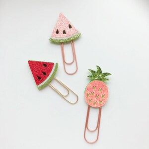 Glitter Fruit Planner Clip Pink Water Melon Pineapple handmade Red Watermelon watermelon summer healthy fruit food sweet zdjęcie 9