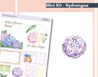 Hydrangea Floral Mini Sticker Kit Planning Budget Friendly Gift for Planner Lover Mom Wife Organise Student Bujo Journal Flower Nature Farm