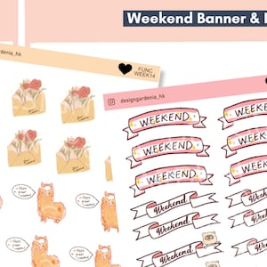 Banner de fin de semana para Bullet Journal Bujo Planners Decoración de fin de semana Sobre floral Lindo regalo de llama para amantes de la planificación Agenda diaria Planificación