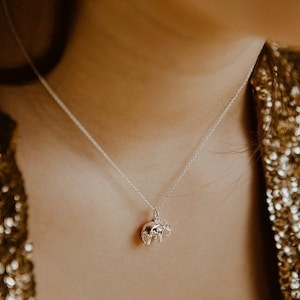 Elephant Necklace, Elephant Pendant Necklace, Silver Elephant Necklace, Silver Elephant