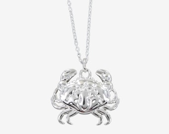Sterling Silber Krabbe Halskette: Küsten Strand Schmuck