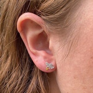 Cat Stud Earrings, Cat Studs, Cat and Wool Stud Earrings, Cat Jewellery