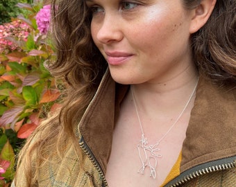 Stag Necklace, Stag Line Necklace, Stag Line Necklace,  Animal Necklace