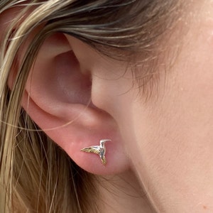 Silver and Gold Hummingbird Earrings