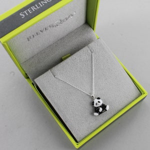 Panda Schwarz & Weiß Emaille Halskette