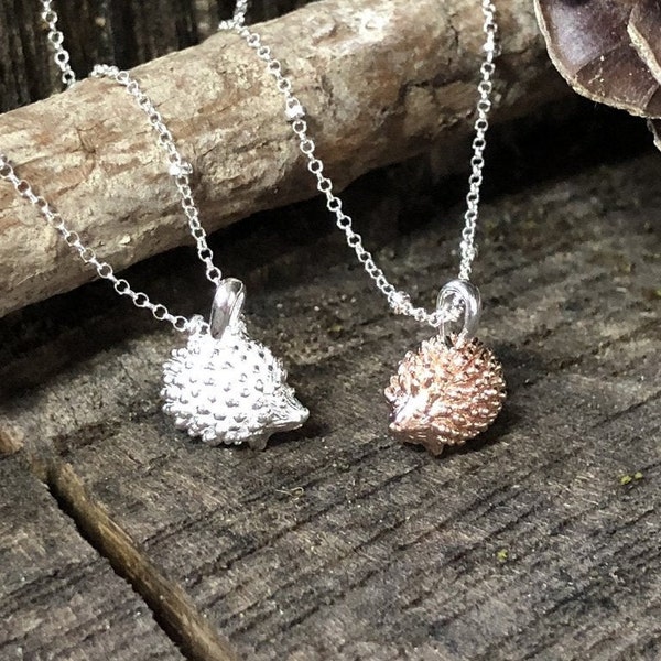 Hedgehog Necklace, Silver Hedgehog, Rose gold Hedgehog, Animal Necklace, Countryside Necklace