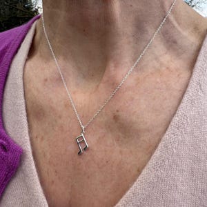 Sterling Silver Music Note Necklace: Adjustable Chain, Musician Gift