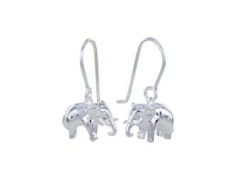 Sterling Silver Elephant Drop Earrings: Good Luck Jewelry