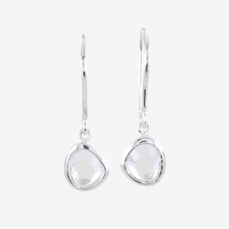 Birthstone Earrings, Birthstone Sterling Silver Drop Earrings, Silver Birthstone Earrings image 2