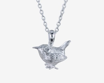 Collier troglodyte en argent sterling | Pendentif oiseau réglable