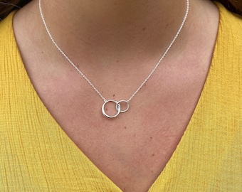 Twin Ring Necklace, Classic Silver Necklace, Circles Necklace, Infinity Necklace, Silver Necklace