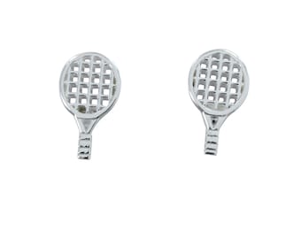 Sterling Silver Tennis Racket Stud Earrings: Sport Jewelry
