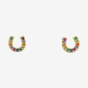 Rainbow Horseshoe Necklace, Rainbow Crystals & Sterling Silver Horseshoe Necklace, Equestrian Jewellery image 8