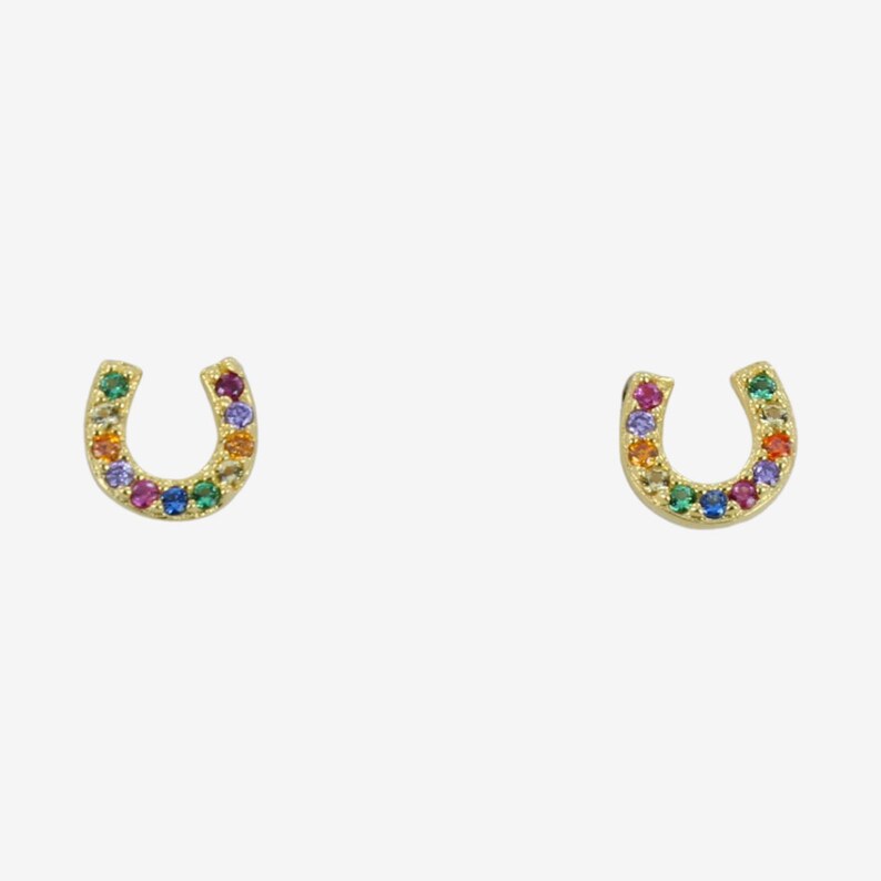 Rainbow Horseshoe Necklace, Rainbow Crystals & Sterling Silver Horseshoe Necklace, Equestrian Jewellery image 8