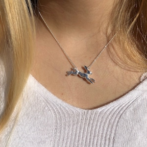 Running Hare Necklace, Silver Hare, Hare Jewellery
