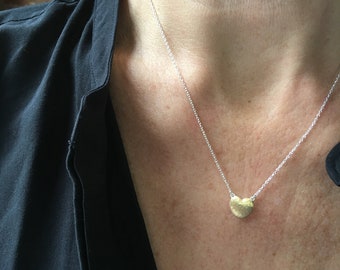 Heart Necklace, Contemporary Necklace, Silver Heart Necklace, Reversible Necklace