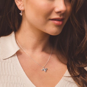 Bee Necklace, Bumble Bee Necklace, Bee Jewellery, Gifts for Bee Lovers, Silver Bee Necklace