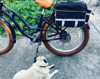 Saddlebag Pannier for Pedego Electric Bike or other similar sized rear rack. Please message us if you would like a custom interior fabric.