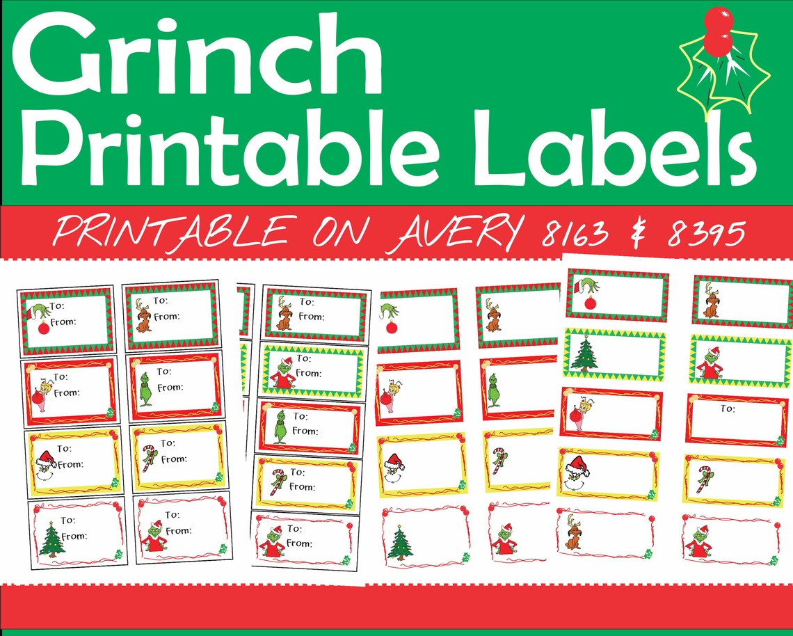 How the Grinch Stole Christmas Printable Labels compatible - Etsy España