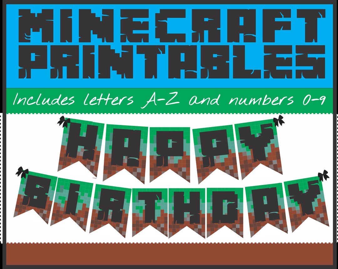 Printables Chevrons Minecraft A-Z, 0-9, Create Happy Birthday, Any ...