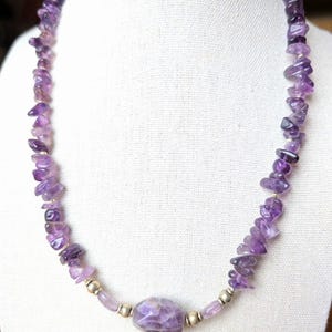 Amethyst Bead Necklace - Statement Gemstone Jewelry