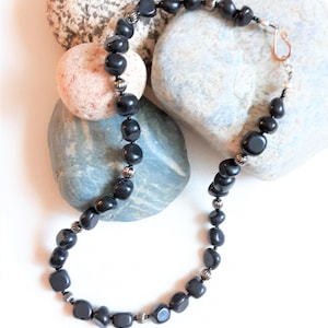 Black Obsidian and Glass Bead Necklace