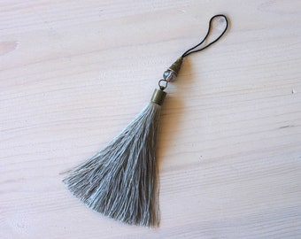 Charcoal Dark Gray Deerskin Tassel Necklace Pendant Key Chain 90mm 1 Piece Handbag Accessory
