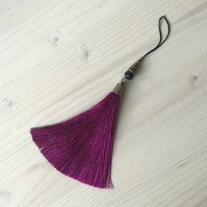 Beaded key tassel home decor purple bright color furniture style, for wardrobe, room keys or for bags and purses accessories