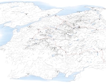 Snowdonia Slate Trail - Llwybr Llechi Eryri. Line illustration detailing the entire 83 mile hike.