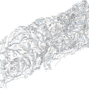 Duddon Valley, Dunnerdale, Lake District, lijnillustratie.