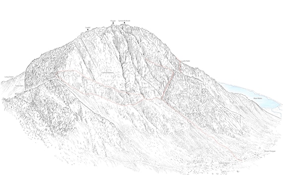 Scafell, Scafell Crag, Lord's Rake, Wasdale, Lake Line
