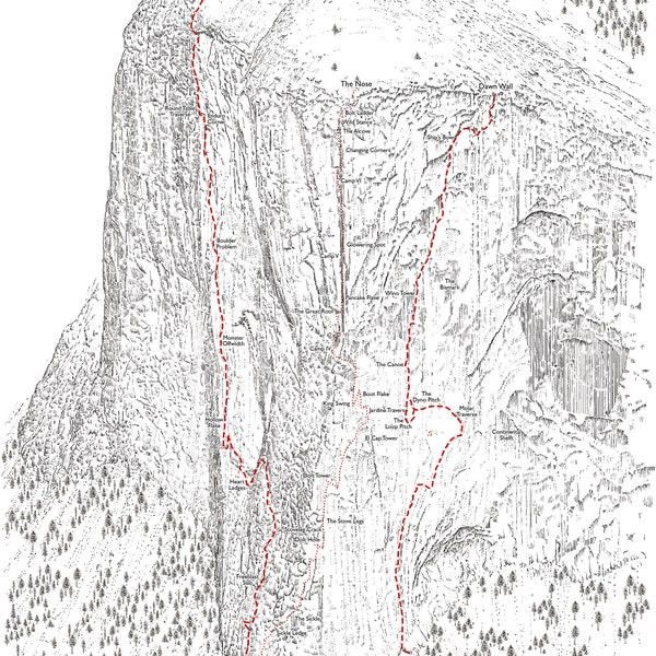 El Capitan Route Topo Etsy