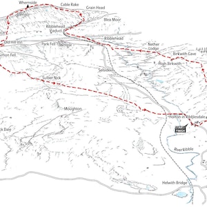 Yorkshire Dales Three Peaks Route Map